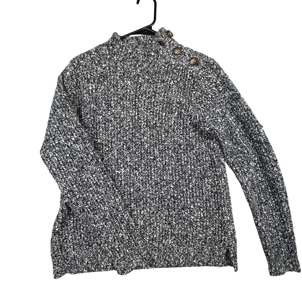 Peter Millar Women's Mock Neck‎ Button Shoulder Speckled Knit Sweater Medium